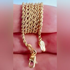 ✨BAILEY, BANKS & BIDDLE (BBB) 14K Solid Gold 16” Rope Chain Necklace Looks New
